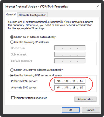 Windows DNS Settings