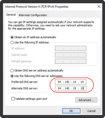 Nastavení Windows DNS